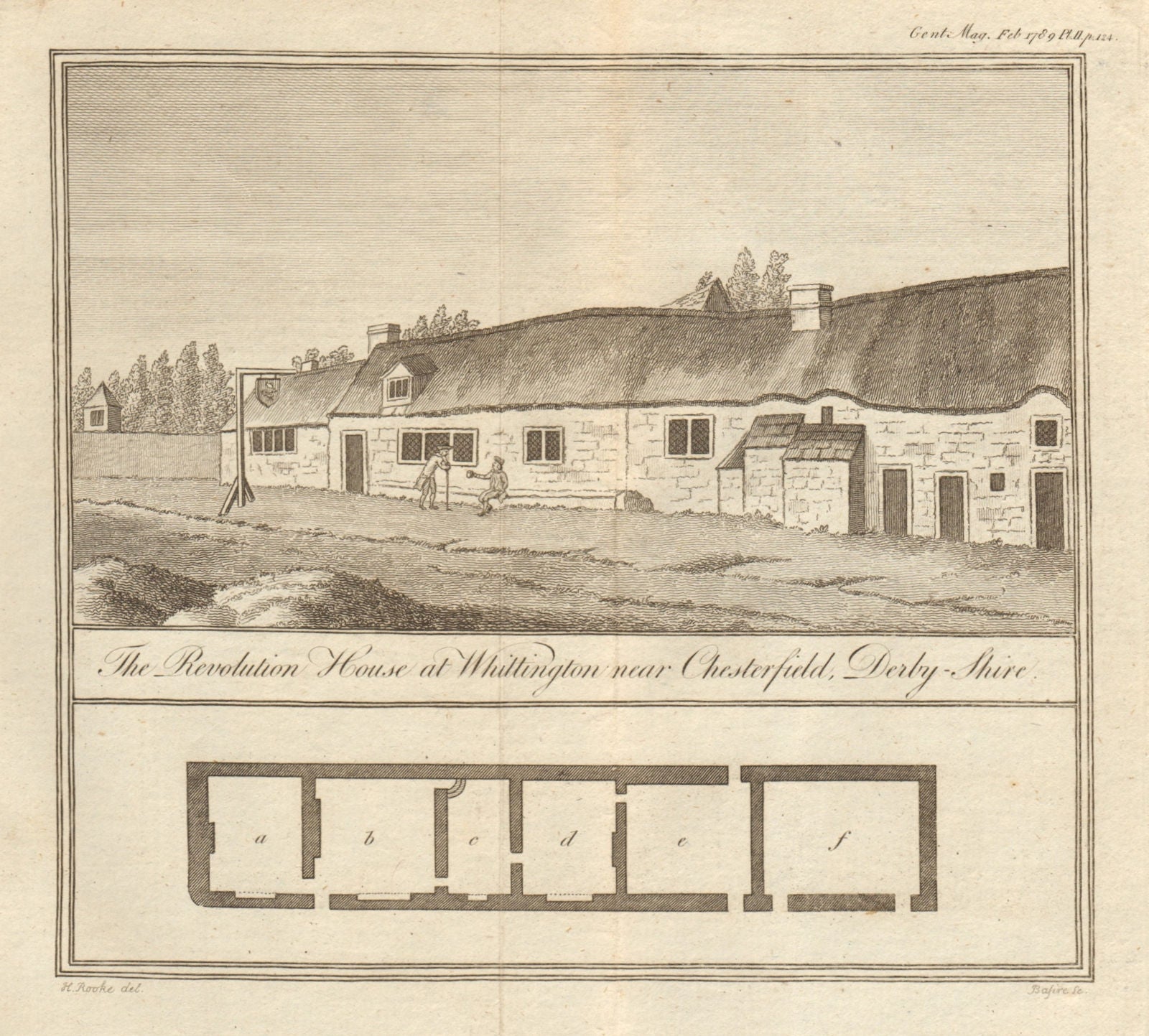 Revolution House, Old Whittington, Derbyshire. Glorious Revolution 1789 print